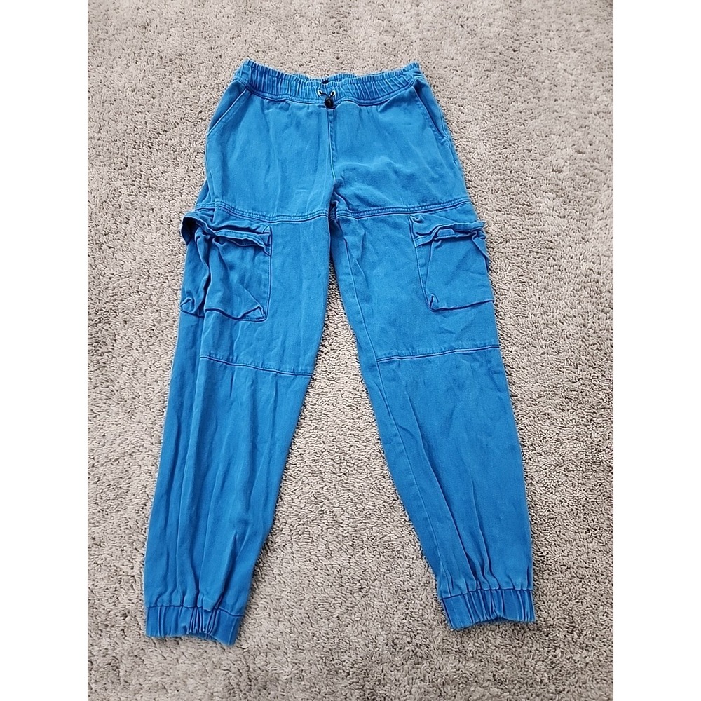 Forever 21 Pants Womens M Blue Pull On Cargo Joggers Twill Utility Casual